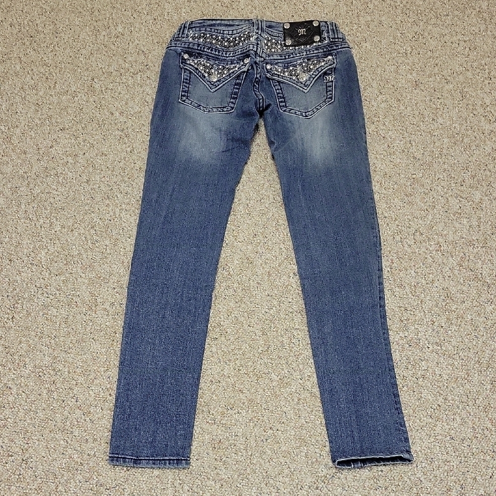 Miss Me Women's Blue Embellished Jeans Sz 27 X 32 indie sleeze